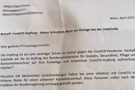 Einladung Impftermin